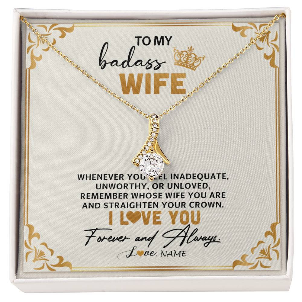 Alluring Beauty Necklace 18K Yellow Gold Finish | 1 | Personalized To My Wife Necklace From Husband Whenever You Feel for Her Birthday Anniversary Valentines Day Christmas Pendant Customized Gift Box Message Card | siriusteestore