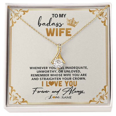 Alluring Beauty Necklace 18K Yellow Gold Finish | 1 | Personalized To My Wife Necklace From Husband Whenever You Feel for Her Birthday Anniversary Valentines Day Christmas Pendant Customized Gift Box Message Card | siriusteestore