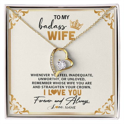 Forever Love Necklace 18K Yellow Gold Finish | 1 | Personalized To My Wife Necklace From Husband Whenever You Feel for Her Birthday Anniversary Valentines Day Christmas Pendant Customized Gift Box Message Card | siriusteestore