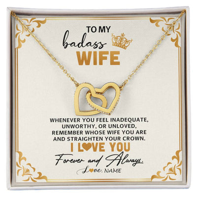 Interlocking Hearts Necklace 18K Yellow Gold Finish | 1 | Personalized To My Wife Necklace From Husband Whenever You Feel for Her Birthday Anniversary Valentines Day Christmas Pendant Customized Gift Box Message Card | siriusteestore
