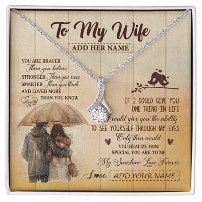Alluring Beauty Necklace 14K White Gold Finish | 1 | Personalized To My Wife Necklace From Husband You Are Braver Wife Birthday Gifts Anniversary Romantic Valentines Christmas Custom Gift Box Message Card | https://siriusteestore.