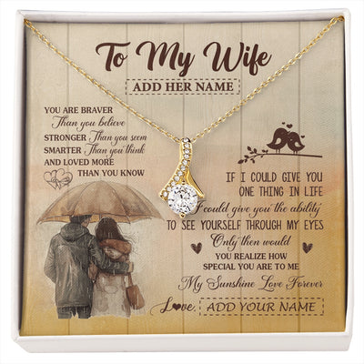 Alluring Beauty Necklace 18K Yellow Gold Finish | 1 | Personalized To My Wife Necklace From Husband You Are Braver Wife Birthday Gifts Anniversary Romantic Valentines Christmas Custom Gift Box Message Card | https://siriusteestore.