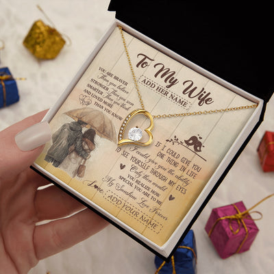 Forever Love Necklace 18K Yellow Gold Finish | 2 | Personalized To My Wife Necklace From Husband You Are Braver Wife Birthday Gifts Anniversary Romantic Valentines Christmas Custom Gift Box Message Card | https://siriusteestore.