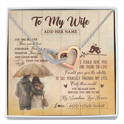 Interlocking Hearts Necklace Stainless Steel & Rose Gold Finish | 1 | Personalized To My Wife Necklace From Husband You Are Braver Wife Birthday Gifts Anniversary Romantic Valentines Christmas Custom Gift Box Message Card | https://siriusteestore.