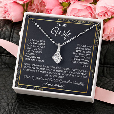 Alluring Beauty Necklace 14K White Gold Finish | 2 | Personalized To My Wife Necklace From Husband You Are The Best Thing Wife Birthday Idea Anniversary Wedding Valentines Day Customized Gift Box Message Card | siriusteestore