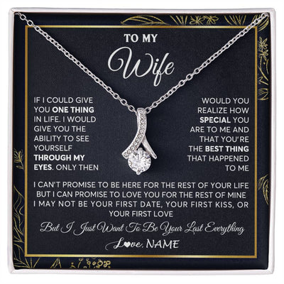 Alluring Beauty Necklace 14K White Gold Finish | 1 | Personalized To My Wife Necklace From Husband You Are The Best Thing Wife Birthday Idea Anniversary Wedding Valentines Day Customized Gift Box Message Card | siriusteestore
