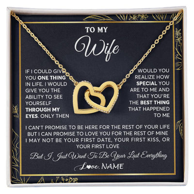 Interlocking Hearts Necklace 18K Yellow Gold Finish | 1 | Personalized To My Wife Necklace From Husband You Are The Best Thing Wife Birthday Idea Anniversary Wedding Valentines Day Customized Gift Box Message Card | siriusteestore