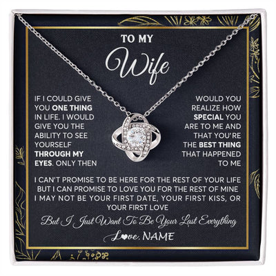Love Knot Necklace 14K White Gold Finish | 1 | Personalized To My Wife Necklace From Husband You Are The Best Thing Wife Birthday Idea Anniversary Wedding Valentines Day Customized Gift Box Message Card | siriusteestore