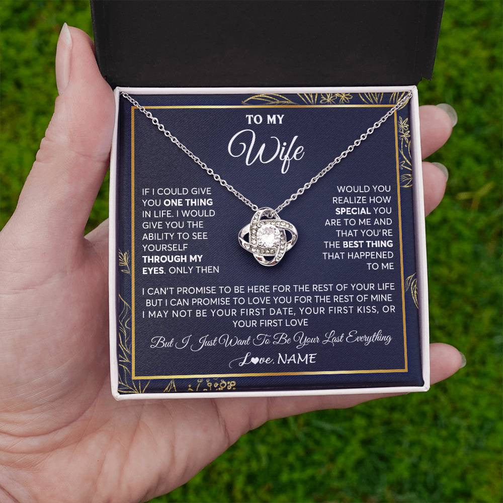 Love Knot Necklace 14K White Gold Finish | 2 | Personalized To My Wife Necklace From Husband You Are The Best Thing Wife Birthday Idea Anniversary Wedding Valentines Day Customized Gift Box Message Card | siriusteestore