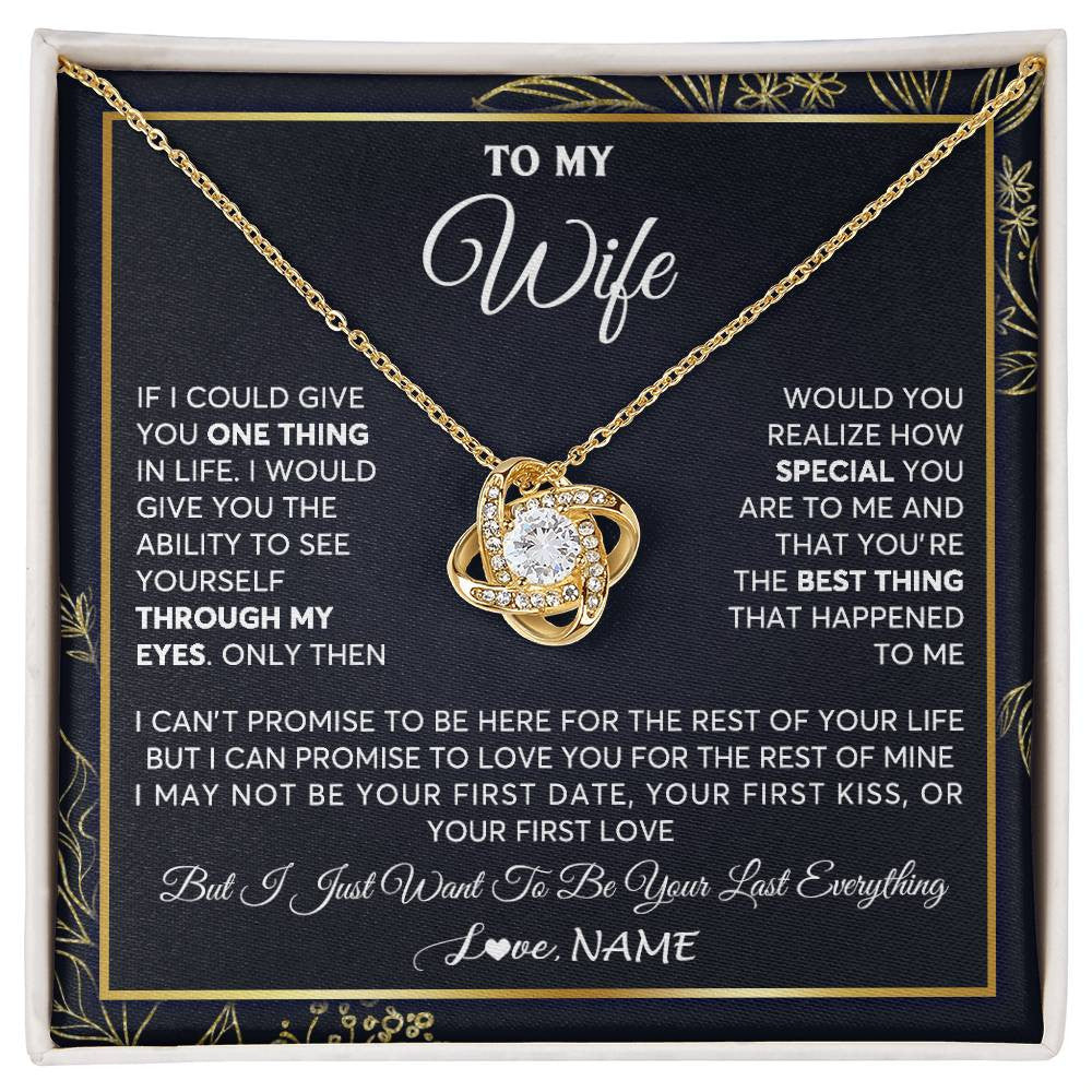Love Knot Necklace 18K Yellow Gold Finish | 1 | Personalized To My Wife Necklace From Husband You Are The Best Thing Wife Birthday Idea Anniversary Wedding Valentines Day Customized Gift Box Message Card | siriusteestore