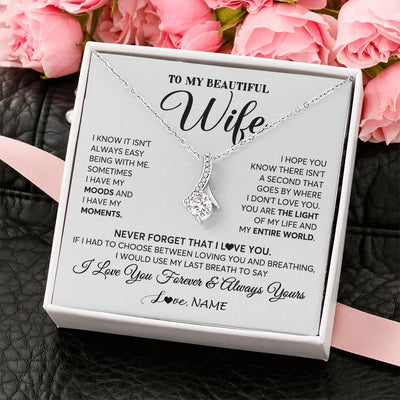 Alluring Beauty Necklace | Personalized To My Wife Necklace From Husband You Are The Light Of My Life Wife Birthday Anniversary Wedding Valentines Day Customized Gift Box Message Card | siriusteestore