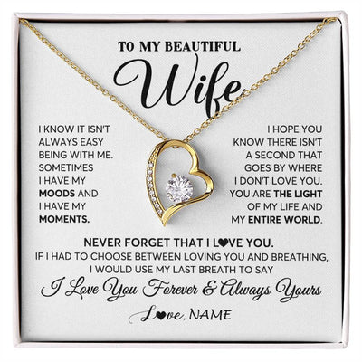 Forever Love Necklace 18K Yellow Gold Finish | 1 | Personalized To My Wife Necklace From Husband You Are The Light Of My Life Wife Birthday Anniversary Wedding Valentines Day Customized Gift Box Message Card | siriusteestore