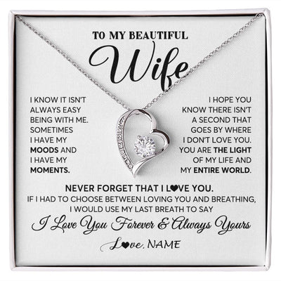 Forever Love Necklace | Personalized To My Wife Necklace From Husband You Are The Light Of My Life Wife Birthday Anniversary Wedding Valentines Day Customized Gift Box Message Card | siriusteestore