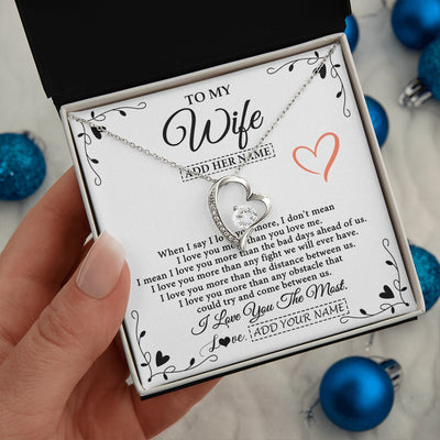 Forever Love Necklace 14K White Gold Finish | 2 | Personalized To My Wife Necklace Gift For Her From Husband I Love You More Than Anything Pendant Love Wife Birthday Gifts Christmas Gift Box Message Card | https://siriusteestore.