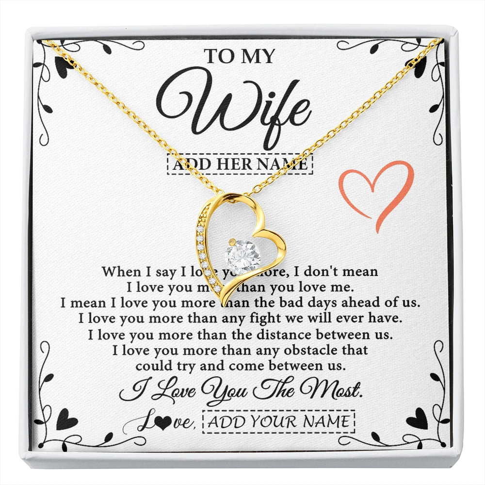Forever Love Necklace 18K Yellow Gold Finish | 1 | Personalized To My Wife Necklace Gift For Her From Husband I Love You More Than Anything Pendant Love Wife Birthday Gifts Christmas Gift Box Message Card | https://siriusteestore.