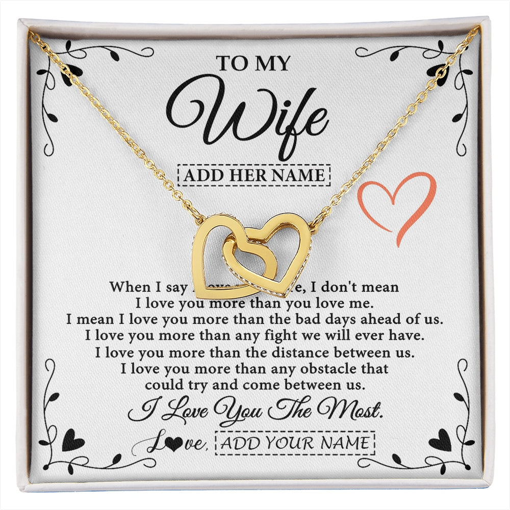 Interlocking Hearts Necklace 18K Yellow Gold Finish | 1 | Personalized To My Wife Necklace Gift For Her From Husband I Love You More Than Anything Pendant Love Wife Birthday Gifts Christmas Gift Box Message Card | https://siriusteestore.