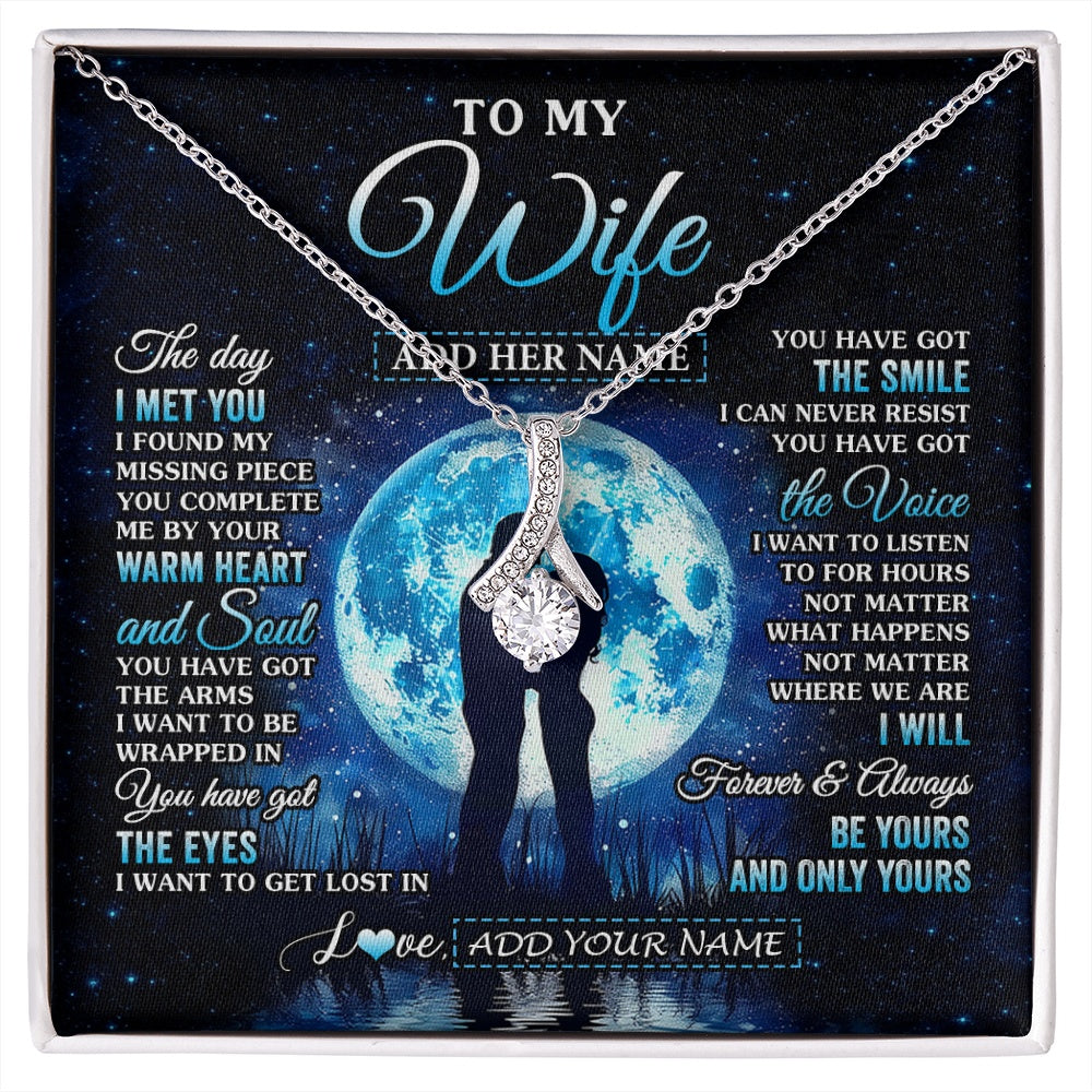 Alluring Beauty Necklace 14K White Gold Finish | 1 | Personalized To My Wife Necklace The Day I Met You Husband Birthday Anniversary Romantic Valentines Day Gifts For Her Christmas Gift Box Message Card | siriusteestore.myshopify