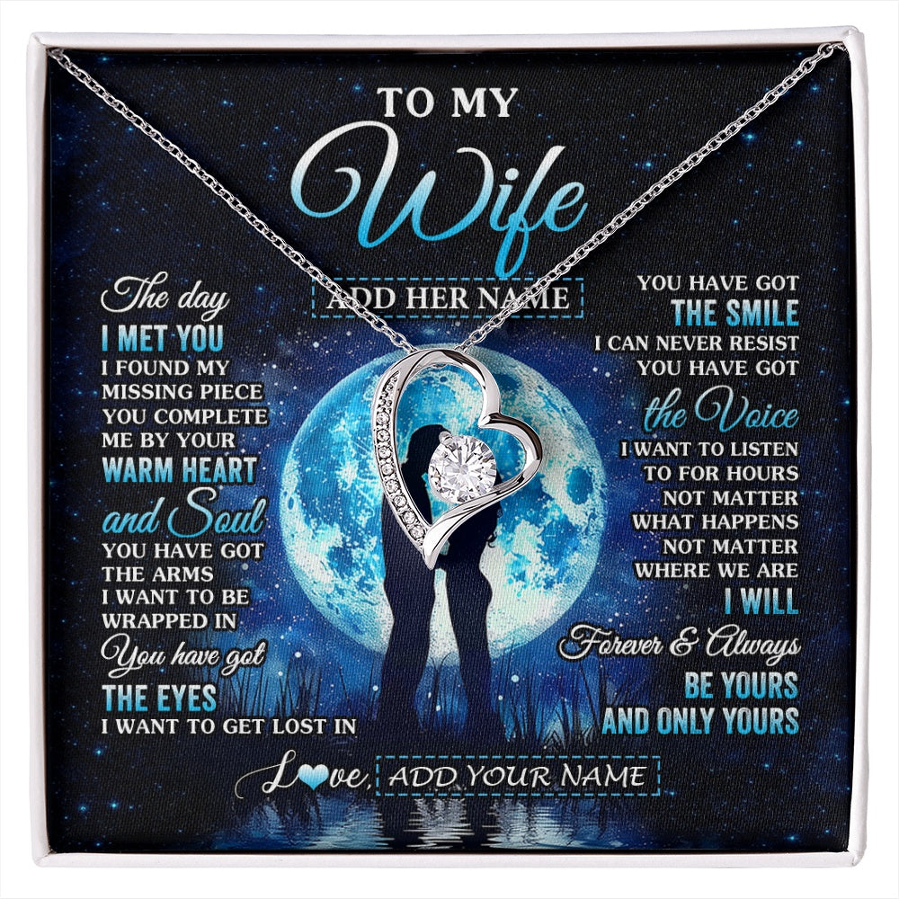 Forever Love Necklace 14K White Gold Finish | 1 | Personalized To My Wife Necklace The Day I Met You Husband Birthday Anniversary Romantic Valentines Day Gifts For Her Christmas Gift Box Message Card | siriusteestore.myshopify