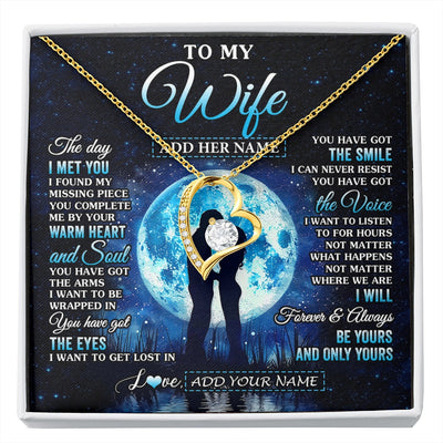 Forever Love Necklace 18K Yellow Gold Finish | 1 | Personalized To My Wife Necklace The Day I Met You Husband Birthday Anniversary Romantic Valentines Day Gifts For Her Christmas Gift Box Message Card | siriusteestore.myshopify