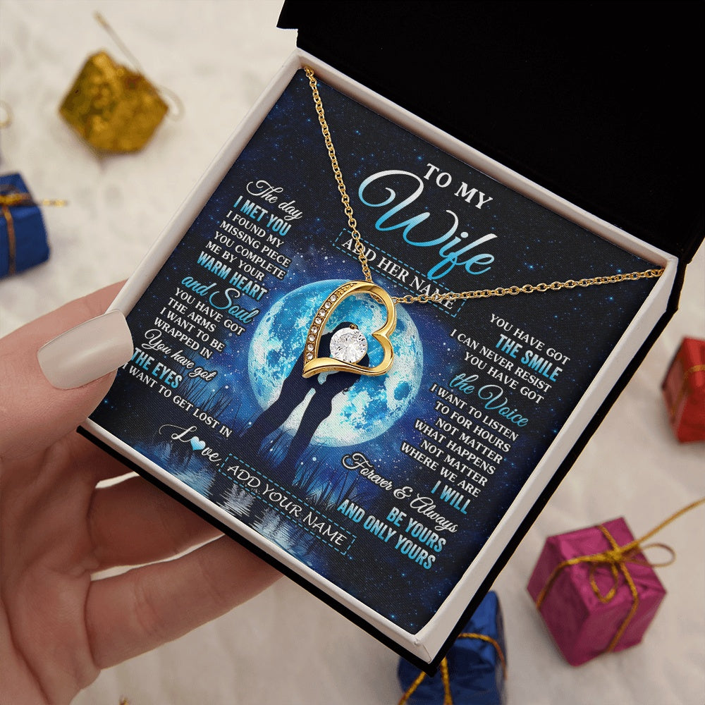 Forever Love Necklace 18K Yellow Gold Finish | 2 | Personalized To My Wife Necklace The Day I Met You Husband Birthday Anniversary Romantic Valentines Day Gifts For Her Christmas Gift Box Message Card | siriusteestore.myshopify