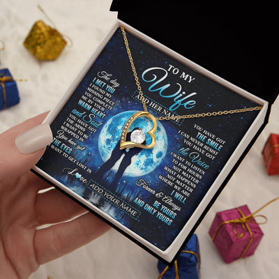 Forever Love Necklace 18K Yellow Gold Finish | 2 | Personalized To My Wife Necklace The Day I Met You Husband Birthday Anniversary Romantic Valentines Day Gifts For Her Christmas Gift Box Message Card | siriusteestore.myshopify