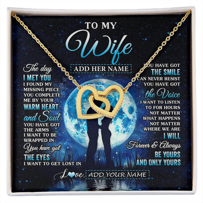 Interlocking Hearts Necklace 18K Yellow Gold Finish | 1 | Personalized To My Wife Necklace The Day I Met You Husband Birthday Anniversary Romantic Valentines Day Gifts For Her Christmas Gift Box Message Card | siriusteestore.myshopify