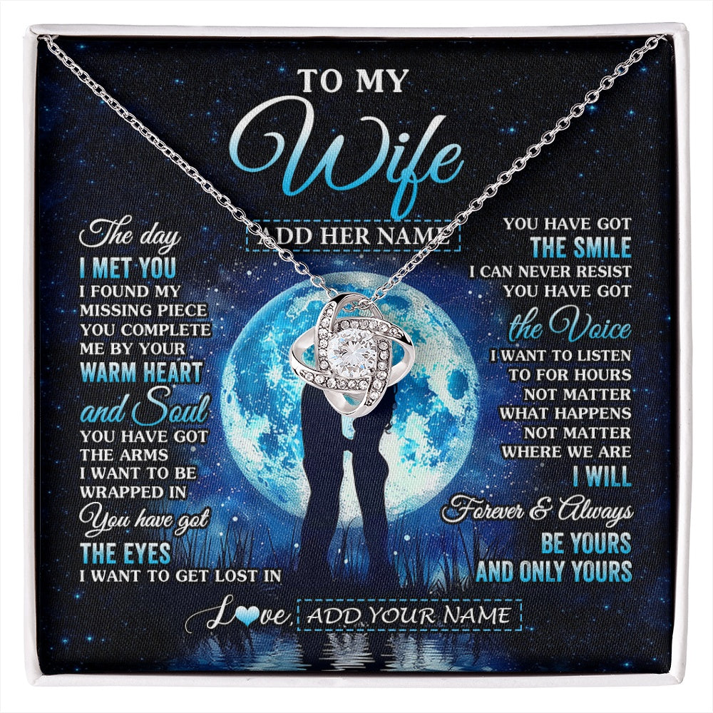 Love Knot Necklace 14K White Gold Finish | 1 | Personalized To My Wife Necklace The Day I Met You Husband Birthday Anniversary Romantic Valentines Day Gifts For Her Christmas Gift Box Message Card | siriusteestore.myshopify