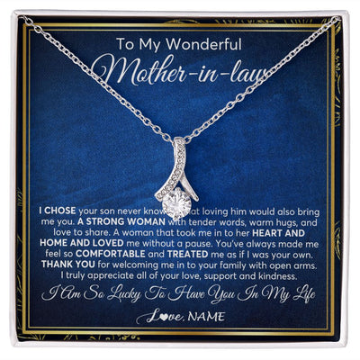 Alluring Beauty Necklace | Personalized To My Wonderful Mother In Law Necklace From Daughter In Law A Strong Women Mother Birthday Mothers Day Christmas Customized Gift Box Message Card | siriusteestore