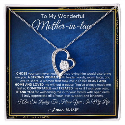 Forever Love Necklace | Personalized To My Wonderful Mother In Law Necklace From Daughter In Law A Strong Women Mother Birthday Mothers Day Christmas Customized Gift Box Message Card | siriusteestore