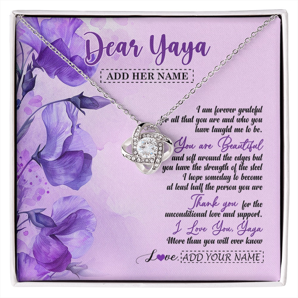 Love Knot Necklace 14K White Gold Finish | 1 | Personalized To My Yaya Gifts Necklace Flower You Are Beautiful Gifts For Yaya Mothers Day Birthday Christmas Thanksgiving Customized Gift Box Message Card | siriusteestore.myshopify