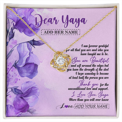 Love Knot Necklace 18K Yellow Gold Finish | 1 | Personalized To My Yaya Gifts Necklace Flower You Are Beautiful Gifts For Yaya Mothers Day Birthday Christmas Thanksgiving Customized Gift Box Message Card | siriusteestore.myshopify