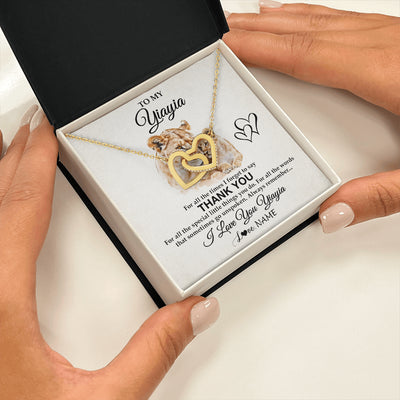 Interlocking Hearts Necklace 18K Yellow Gold Finish | 2 | Personalized To My Yiayia Necklace From Granddaughter Thank You Lion Yiayia Gift For Mothers Day Birthday Gift Christmas For Yiayia Gift Box Message Card | siriusteestore