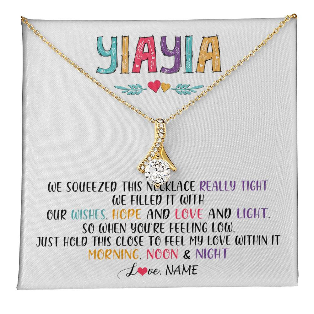 Alluring Beauty Necklace 18K Yellow Gold Finish | 1 | Personalized To My Yiayia Necklace From Grandkids Granddaughter We Squeezed This Necklace Yiayia Birthday Mothers Day Customized Gift Box Message Card | siriusteestore