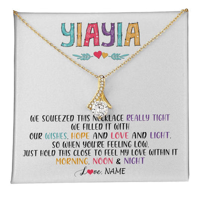 Alluring Beauty Necklace 18K Yellow Gold Finish | 1 | Personalized To My Yiayia Necklace From Grandkids Granddaughter We Squeezed This Necklace Yiayia Birthday Mothers Day Customized Gift Box Message Card | siriusteestore