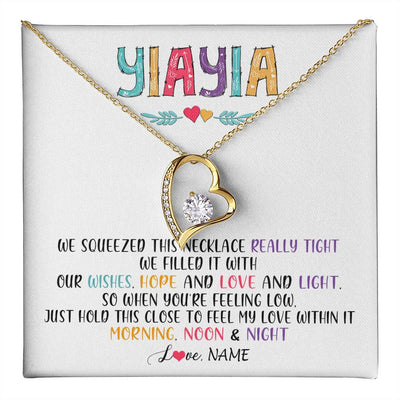 Forever Love Necklace 18K Yellow Gold Finish | 1 | Personalized To My Yiayia Necklace From Grandkids Granddaughter We Squeezed This Necklace Yiayia Birthday Mothers Day Customized Gift Box Message Card | siriusteestore