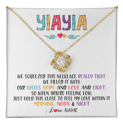 Love Knot Necklace 18K Yellow Gold Finish | 1 | Personalized To My Yiayia Necklace From Grandkids Granddaughter We Squeezed This Necklace Yiayia Birthday Mothers Day Customized Gift Box Message Card | siriusteestore
