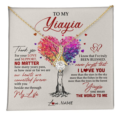 Alluring Beauty Necklace 18K Yellow Gold Finish | 1 | Personalized To My Yiayia Necklace From Grandkids Never Forget That I Love You You Mean The World Yiayia Birthday Mothers Day Customized Gift Box Message Card | siriusteestore