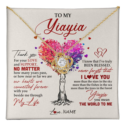 Love Knot Necklace 18K Yellow Gold Finish | 1 | Personalized To My Yiayia Necklace From Grandkids Never Forget That I Love You You Mean The World Yiayia Birthday Mothers Day Customized Gift Box Message Card | siriusteestore