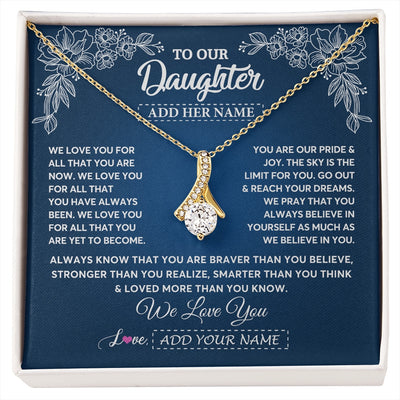 Alluring Beauty Necklace 18K Yellow Gold Finish | 1 | Personalized To Our Daughter Gifts From Mom Dad Necklace We Love You Jewelry Present Gift For Daughter Birthday Christmas Custom Custom Gift Box Message Card | https://siriusteestore.