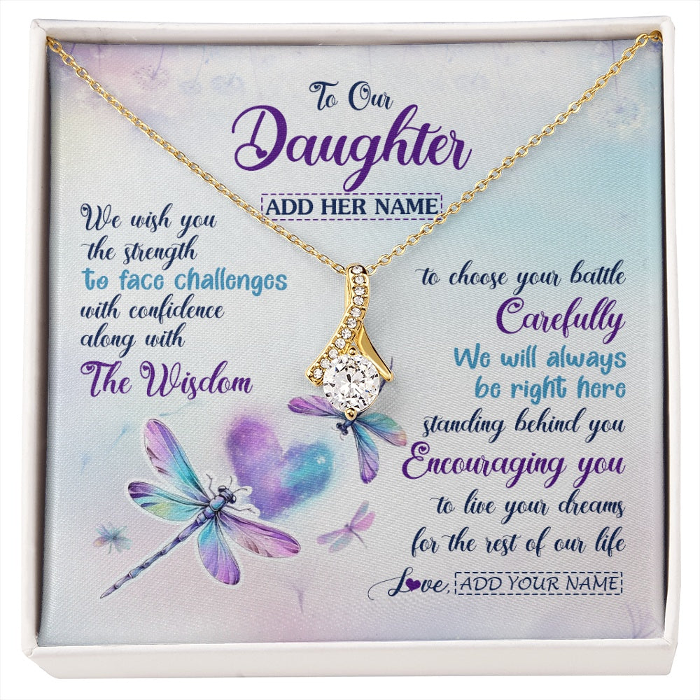 Alluring Beauty Necklace 18K Yellow Gold Finish | 1 | Personalized To Our Daughter Gifts Necklace From Mom Dad Always Be Right Here Dragonfly Birthday For Daughter Christmas Custom Jewelry Gift Box Message Card | https://siriusteestore.