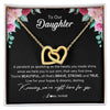 Interlocking Hearts Necklace 18K Yellow Gold Finish | Personalized To Our Daughter Necklace From Mom Dad You're Beautiful Daughter Jewelry Pendant Birthday Valentines Day Christmas Customized Gift Box Message Card | siriusteestore