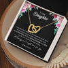 Interlocking Hearts Necklace 18K Yellow Gold Finish | Personalized To Our Daughter Necklace From Mom Dad You're Beautiful Daughter Jewelry Pendant Birthday Valentines Day Christmas Customized Gift Box Message Card | siriusteestore