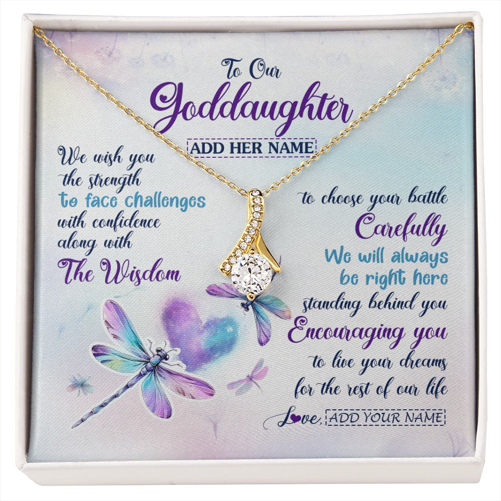 Alluring Beauty Necklace 18K Yellow Gold Finish | 1 | Personalized To Our Goddaughter Gifts Necklace From Godmother Always Be Right Here Dragonfly Birthday For Goddaughter Christmas Jewelry Gift Box Message Card | https://siriusteestore.