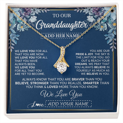 Alluring Beauty Necklace 18K Yellow Gold Finish | 1 | Personalized To Our Granddaughter Necklace Gift From Granparents We Love You Granddaughter Birthday Gift Graduation Christmas Custom Gift Box Message Card | siriusteestore.myshopify