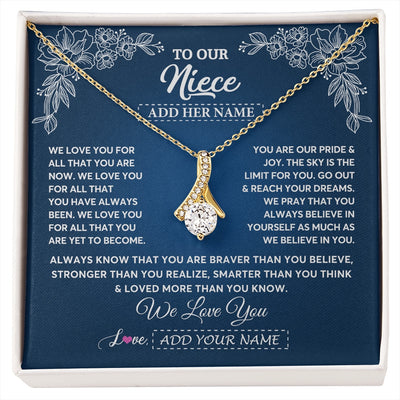 Alluring Beauty Necklace 18K Yellow Gold Finish | 1 | Personalized To Our Niece Gifts From Aunt Uncle Necklace We Love You Jewelry Present Gift Niece Birthday Graduation Christmas Custom Gift Box Message Card | https://siriusteestore.