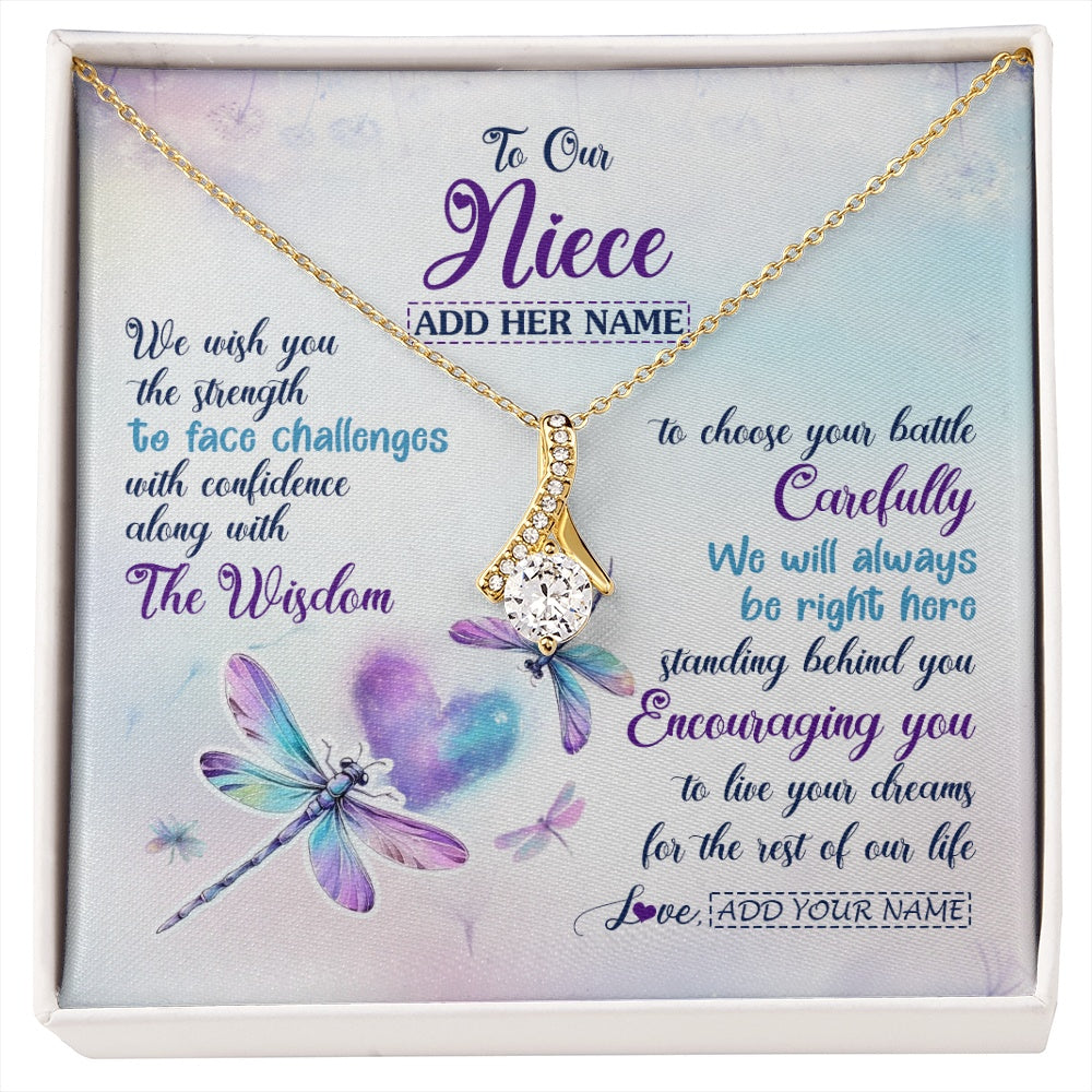 Alluring Beauty Necklace 18K Yellow Gold Finish | 1 | Personalized To Our Niece Gifts Necklace From Aunt Uncle Always Be Right Here Dragonfly Birthday For Niece Christmas Custom Jewelry Gift Box Message Card | https://siriusteestore.