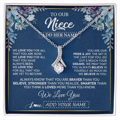 Alluring Beauty Necklace 14K White Gold Finish | 1 | Personalized To Our Niece Necklace Gift From Uncle Aunt We Love You Niece Birthday Gift Graduation Christmas Pendant Custom Gift Box Message Card | siriusteestore.myshopify