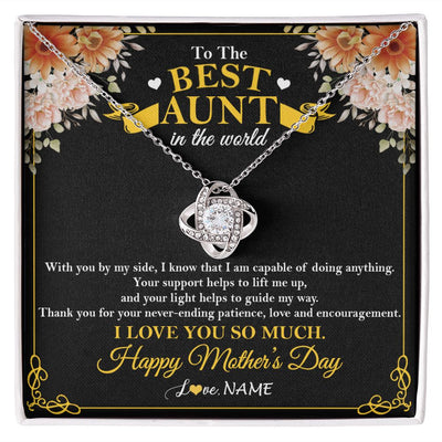 Love Knot Necklace | Personalized To The Best Aunt In The World Necklace From Niece NephewThank You I Love You So Much Aunt Happy Mothers Day Customized Gift Box Message Card | siriusteestore