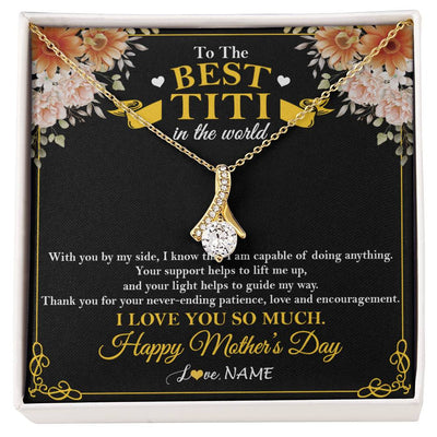 Alluring Beauty Necklace 18K Yellow Gold Finish | 1 | Personalized To The Best Titi In The World Necklace From Niece Nephew Thank You I Love You So Much Titi Happy Mothers Day Customized Gift Box Message Card | siriusteestore