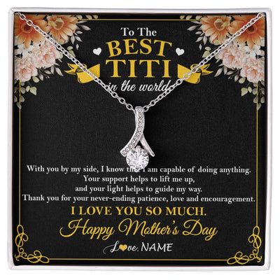 Alluring Beauty Necklace | Personalized To The Best Titi In The World Necklace From Niece Nephew Thank You I Love You So Much Titi Happy Mothers Day Customized Gift Box Message Card | siriusteestore
